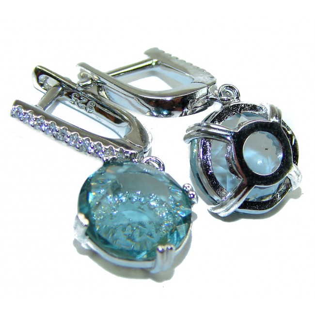 Precious 10.5 carat AQUAMARINE .925 Sterling Silver Handcrafted earrings