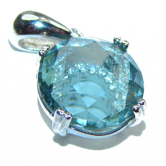 7.4 carat Aquamarine .925 Sterling Silver handcrafted pendant