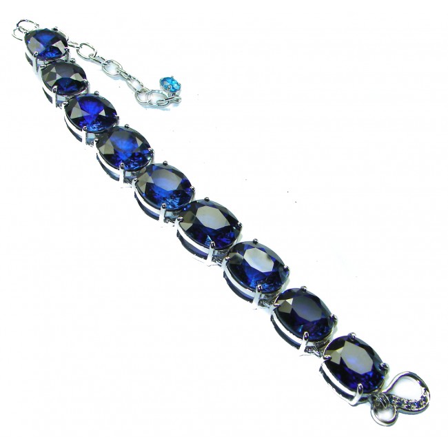 125.5 carat London Blue Topaz .925 Sterling Silver handcrafted Bracelet