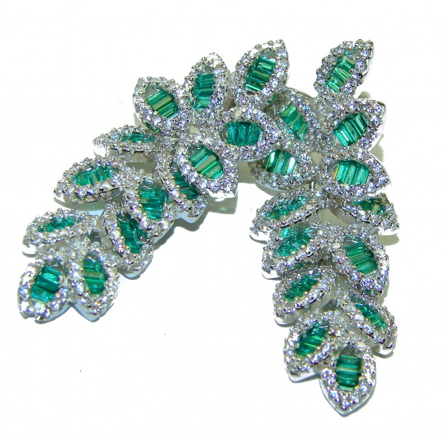 Gabriela authentic Emerald .925 Sterling Silver handcrafted Statement earrings