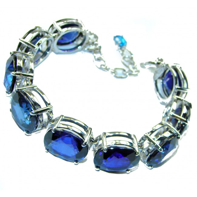 125.5 carat London Blue Topaz .925 Sterling Silver handcrafted Bracelet