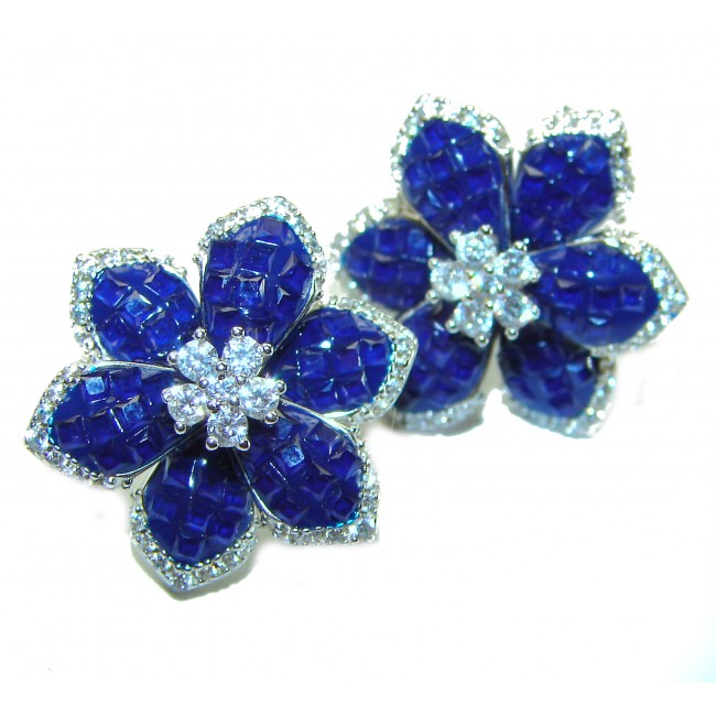 Born to Glam floral-inspired authentic Sapphire .925 Sterling Silver handcrafted earrings