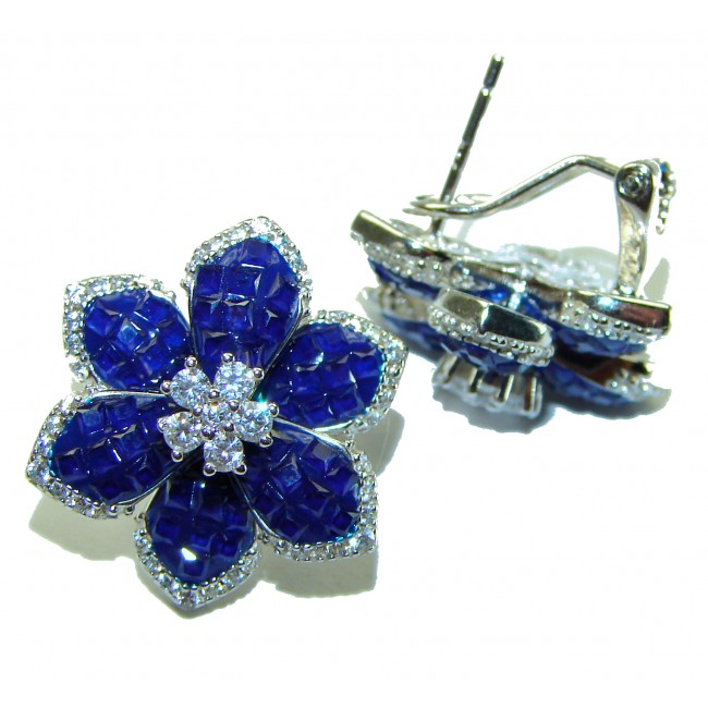 Born to Glam floral-inspired authentic Sapphire .925 Sterling Silver handcrafted earrings