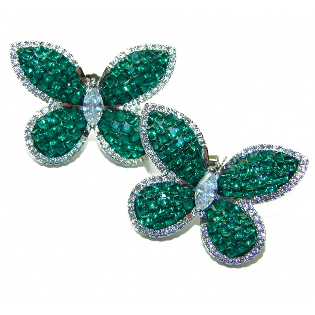 Incredible Butterflies genuine Emerald .925 Sterling Silver handcrafted Earrings