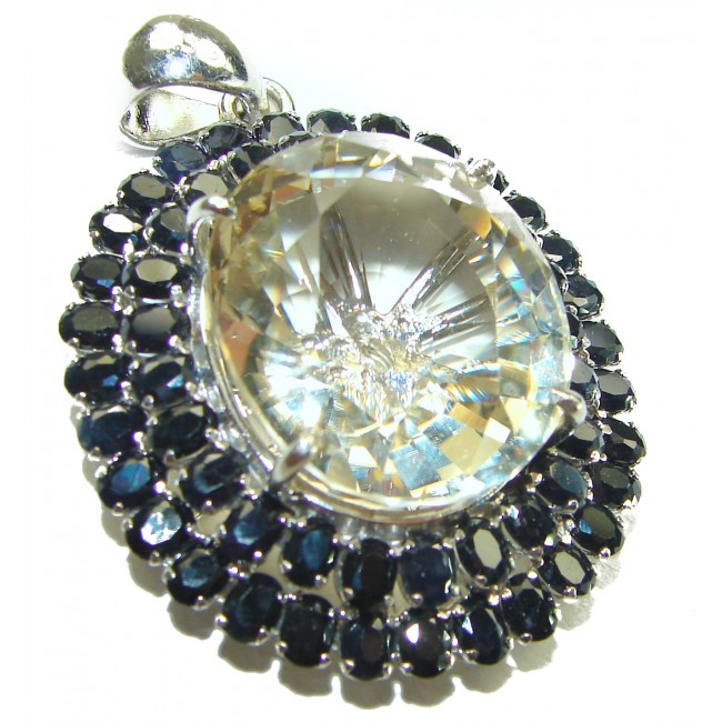 Luxurious 55.5 carat Fancy Smoky Topaz .925 Sterling Silver handmade Pendant