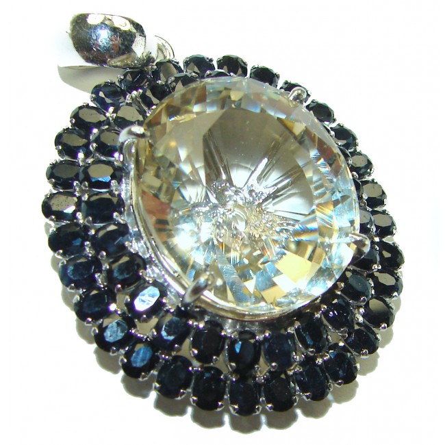 Luxurious 55.5 carat Fancy Smoky Topaz .925 Sterling Silver handmade Pendant