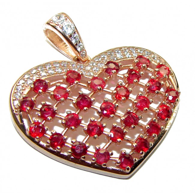 Angel Heart Luxurious 18.4 carat Garnet 14K Gold over .925 Sterling Silver handcrafted pendant