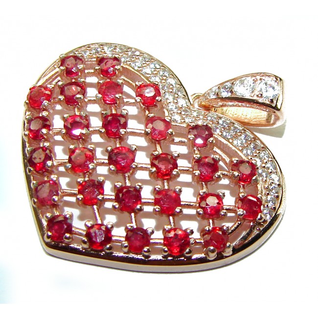 Angel Heart Luxurious 18.4 carat Garnet 14K Gold over .925 Sterling Silver handcrafted pendant