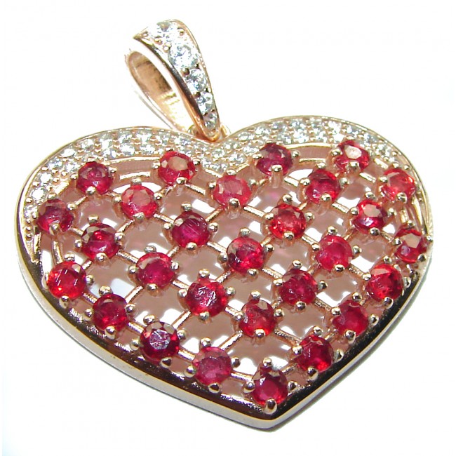 Angel Heart Luxurious 18.4 carat Garnet 14K Gold over .925 Sterling Silver handcrafted pendant