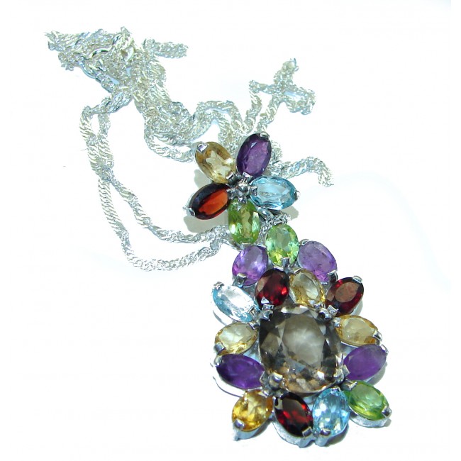 Incredible Design Champagne Smoky Topaz .925 Sterling Silver handmade necklace