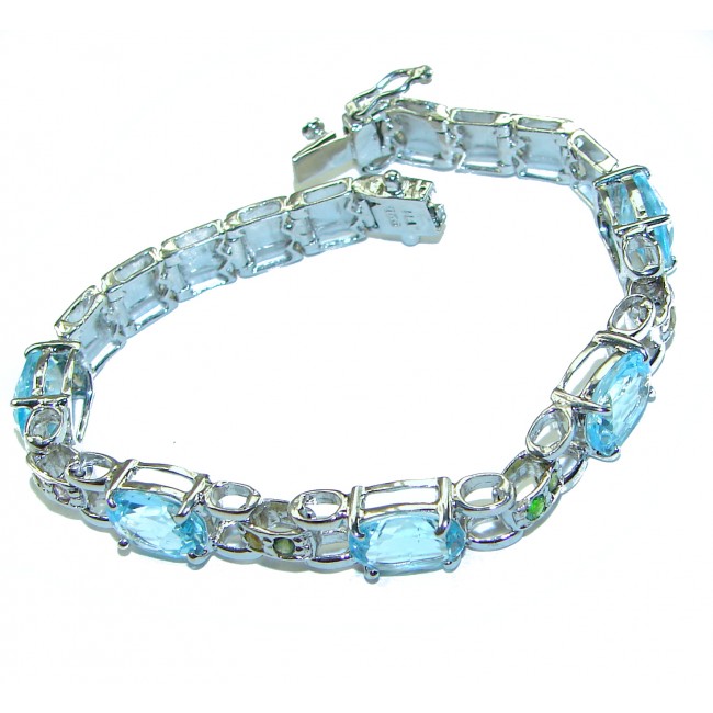 Ocean Inspired genuine Swiss Blue Topaz .925 Sterling Silver handcrafted Bracelet