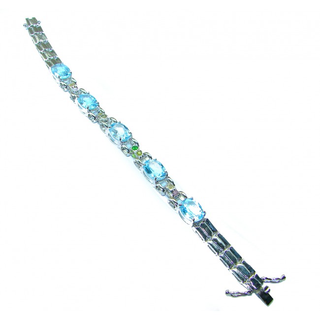 Ocean Inspired genuine Swiss Blue Topaz .925 Sterling Silver handcrafted Bracelet