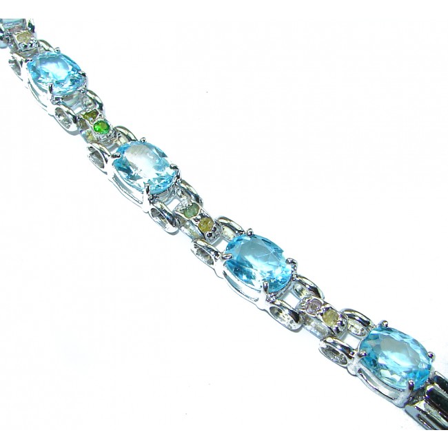 Ocean Inspired genuine Swiss Blue Topaz .925 Sterling Silver handcrafted Bracelet