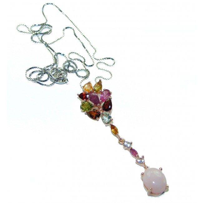 Freedom Genuine Pink Opal Tourmaline 14K Rose Gold over .925 Sterling Silver brilliantly handcrafted necklace