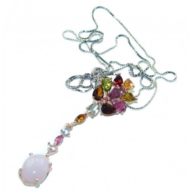 Freedom Genuine Pink Opal Tourmaline 14K Rose Gold over .925 Sterling Silver brilliantly handcrafted necklace