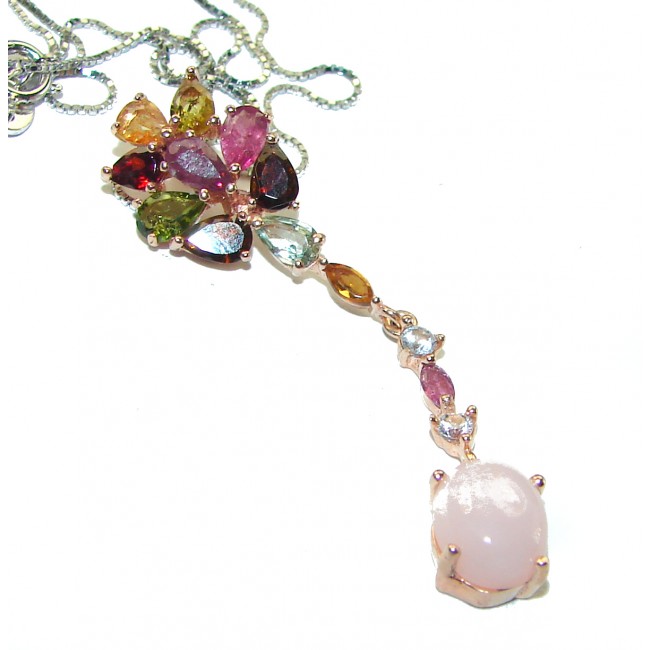 Freedom Genuine Pink Opal Tourmaline 14K Rose Gold over .925 Sterling Silver brilliantly handcrafted necklace