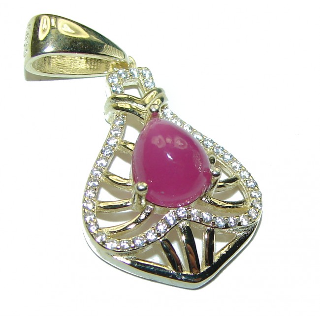 Authentic 4.5 carat Ruby 14K Gold over .925 Sterling Silver handcrafted Pendant