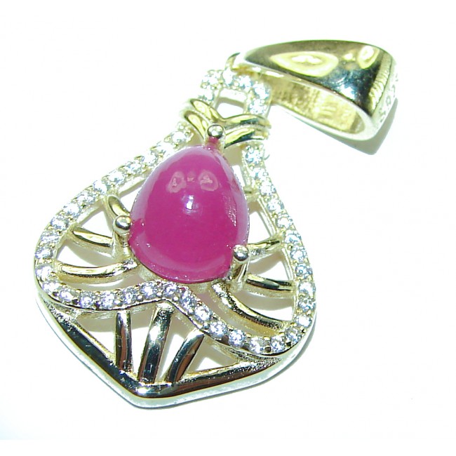 Authentic 4.5 carat Ruby 14K Gold over .925 Sterling Silver handcrafted Pendant