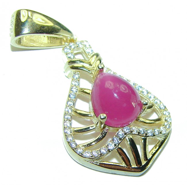 Authentic 4.5 carat Ruby 14K Gold over .925 Sterling Silver handcrafted Pendant