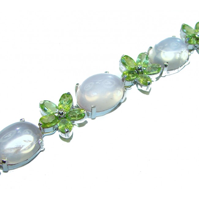 Alessia Natural Rose Quartz Peridot .925 Sterling Silver handmade Bracelet