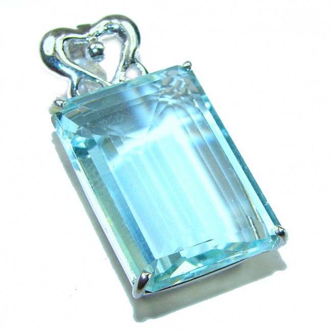 Baguette cut cut 22.4 carat Aquamarine .925 Sterling Silver handcrafted pendant