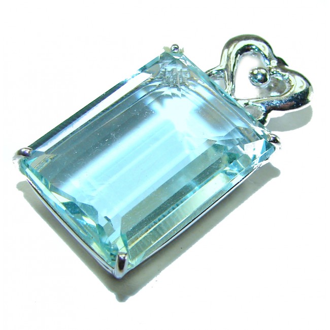 Baguette cut cut 22.4 carat Aquamarine .925 Sterling Silver handcrafted pendant