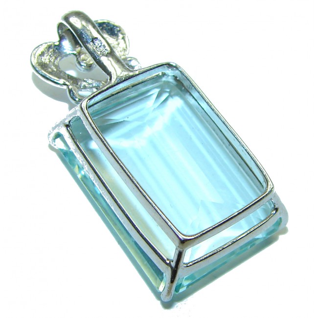 Baguette cut cut 22.4 carat Aquamarine .925 Sterling Silver handcrafted pendant