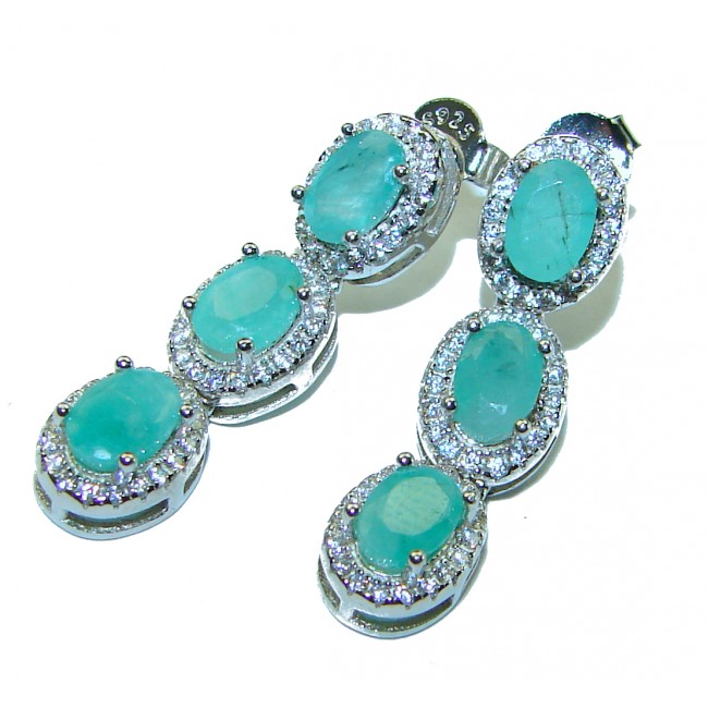 Luxurious Emerald .925 Sterling Silver handcrafted earrings