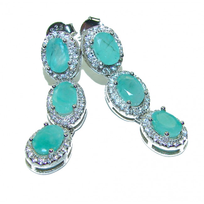 Luxurious Emerald .925 Sterling Silver handcrafted earrings