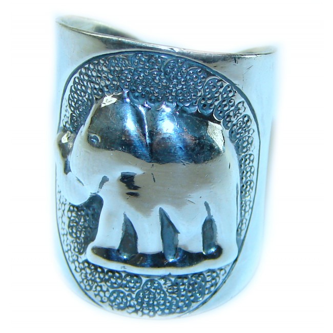 Lucky Elephant Large Bali made .925 Sterling Silver handcrafted Ring s. 7