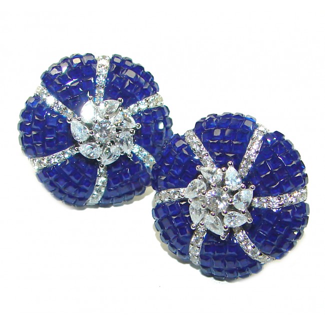 Born to Glam floral-inspired authentic Sapphire .925 Sterling Silver handcrafted earrings