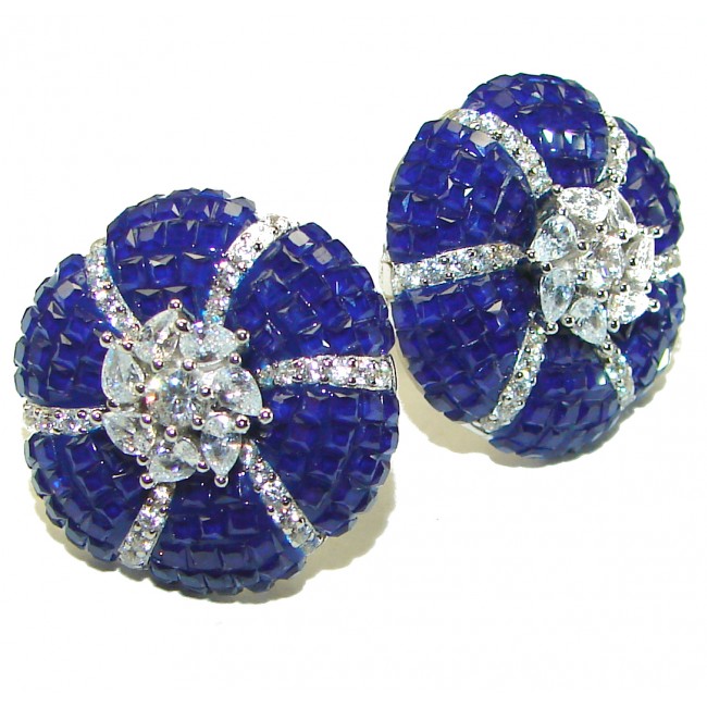 Born to Glam floral-inspired authentic Sapphire .925 Sterling Silver handcrafted earrings