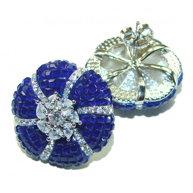 Born to Glam floral-inspired authentic Sapphire .925 Sterling Silver handcrafted earrings