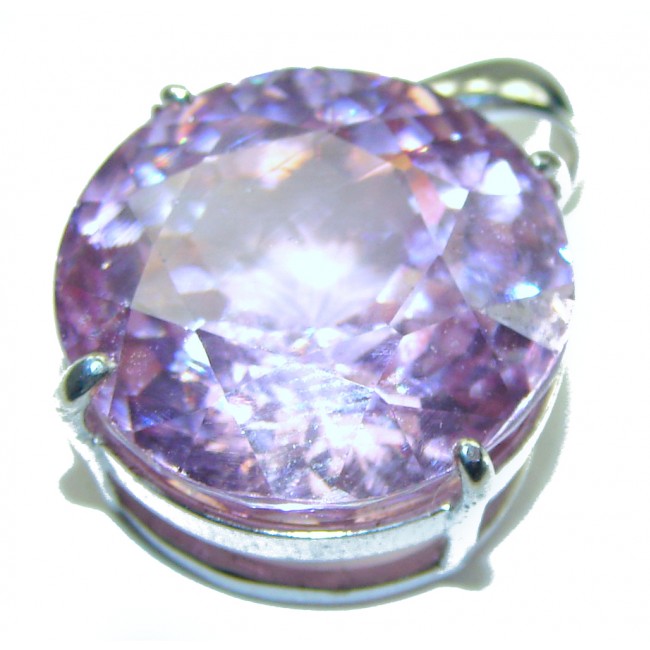 Round cut 32.4 carat Pink Amethyst .925 Sterling Silver handcrafted pendant