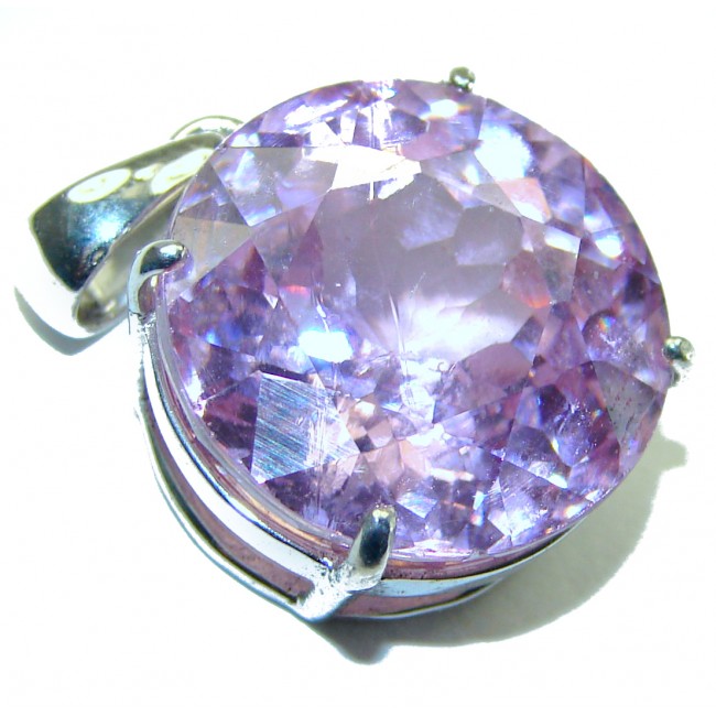 Round cut 32.4 carat Pink Amethyst .925 Sterling Silver handcrafted pendant