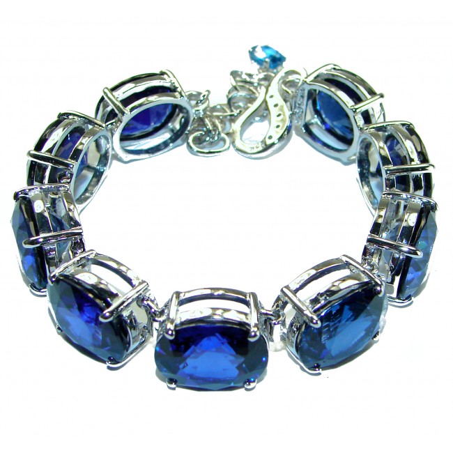 125.5 carat London Blue Topaz .925 Sterling Silver handcrafted Bracelet