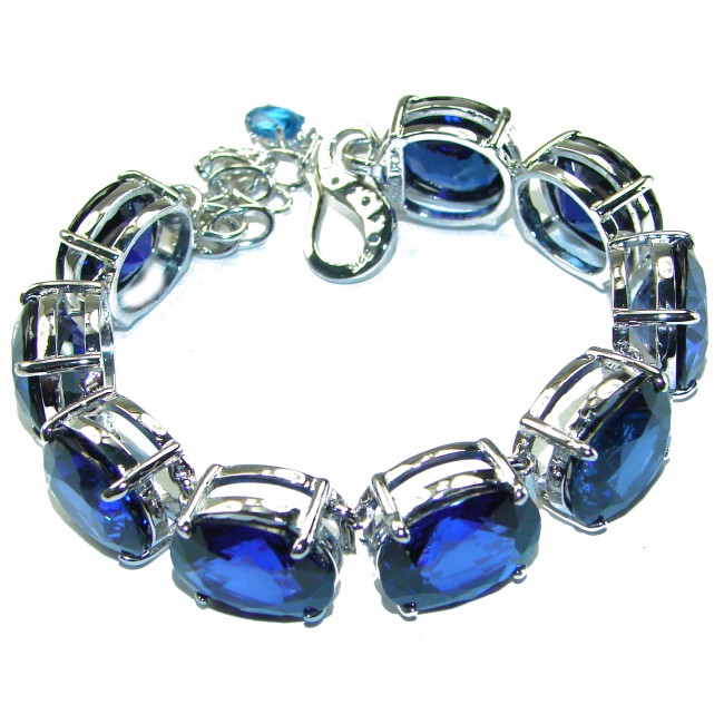 125.5 carat London Blue Topaz .925 Sterling Silver handcrafted Bracelet