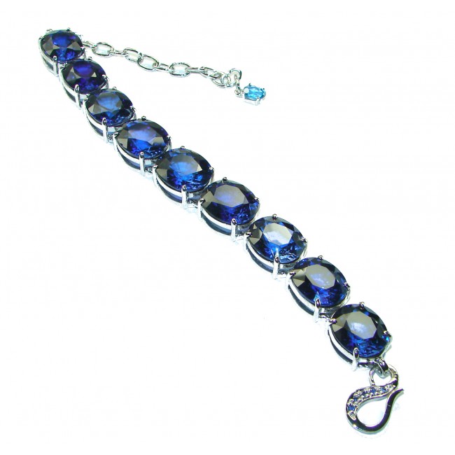 125.5 carat London Blue Topaz .925 Sterling Silver handcrafted Bracelet