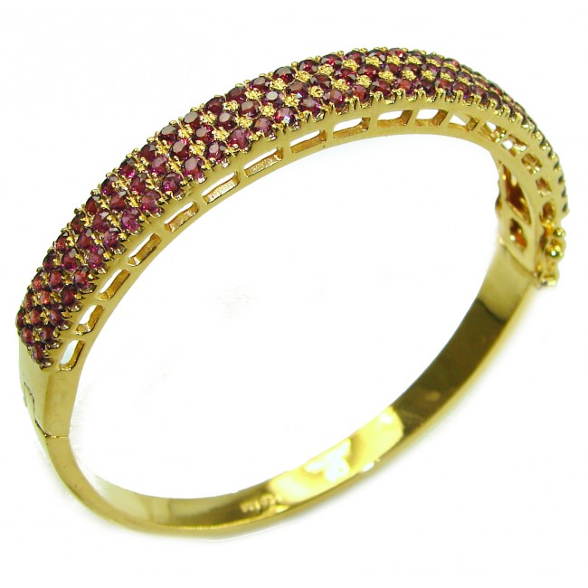 Miabella Ruby 14K Gold over .925 Sterling Silver handmade bangle Bracelet