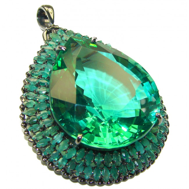 Gift of Nature Green Topaz Emerald .925 Sterling Silver handcrafted pendant - brooch