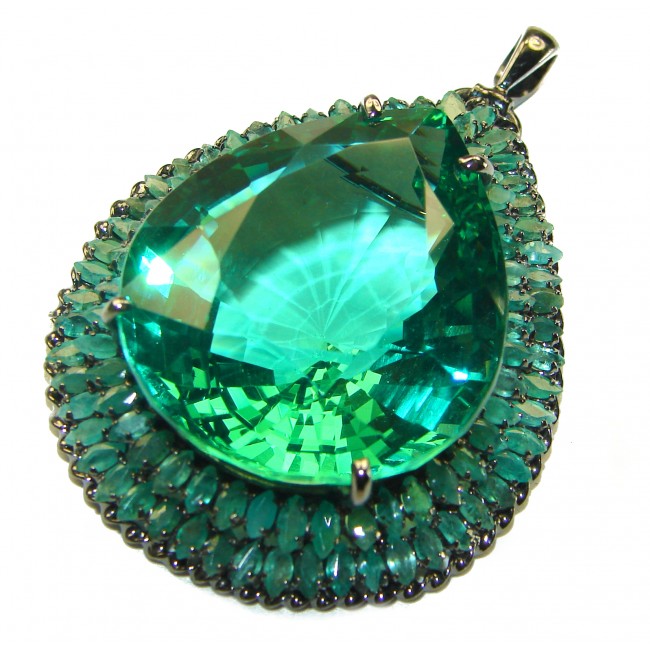 Gift of Nature Green Topaz Emerald .925 Sterling Silver handcrafted pendant - brooch