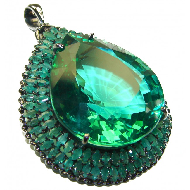 Gift of Nature Green Topaz Emerald .925 Sterling Silver handcrafted pendant - brooch