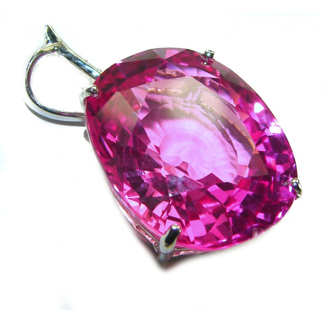 Oval cut cut 21.4 carat Fuchsia Pink Sapphire .925 Sterling Silver handcrafted pendant