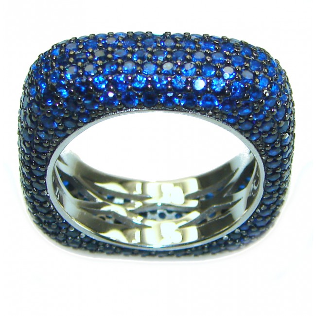 Precious Sapphire .925 Sterling Silver Eternity Ring size 6 1/2