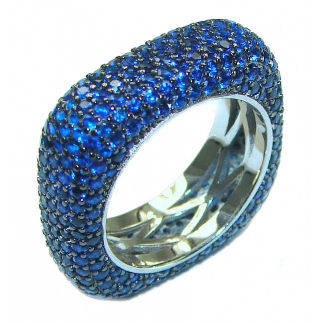 Precious Sapphire .925 Sterling Silver Eternity Ring size 6 1/2