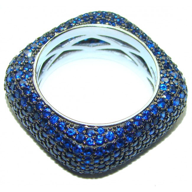 Precious Sapphire .925 Sterling Silver Eternity Ring size 6 1/2