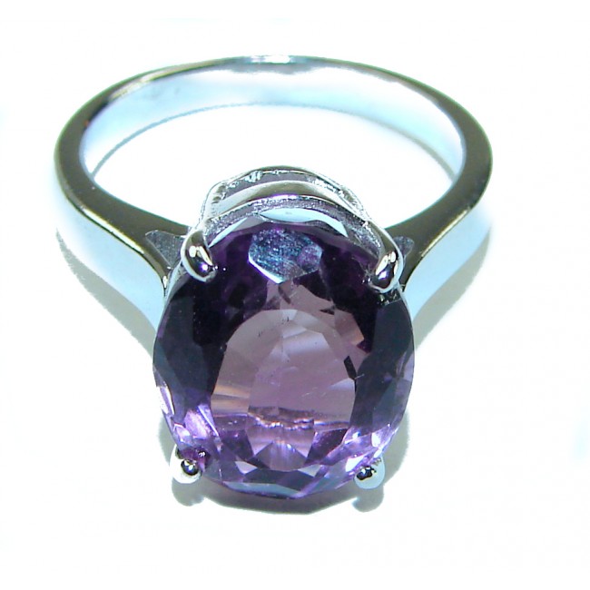 Dramatic design 11.8 carat Amethyst .925 Sterling Silver Handcrafted Ring size 7