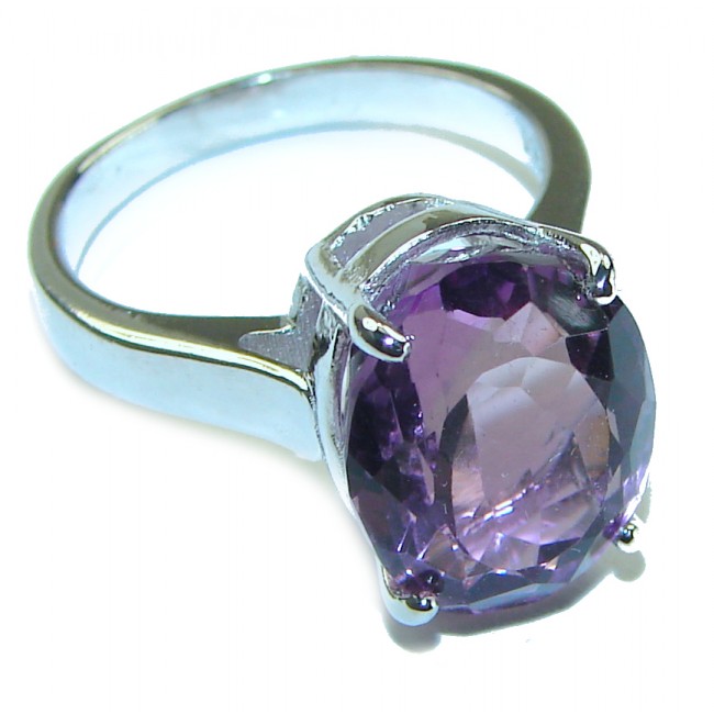 Dramatic design 11.8 carat Amethyst .925 Sterling Silver Handcrafted Ring size 7