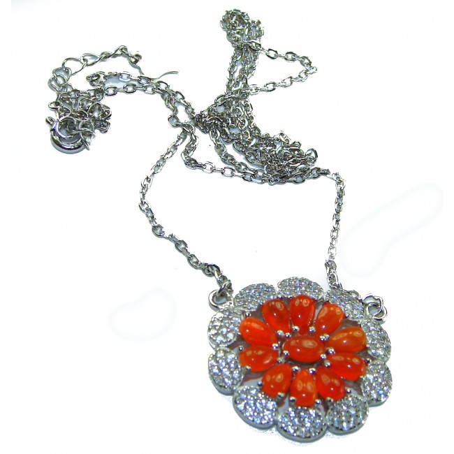 Exotic Flower authentic Mexican Opal .925 Sterling Silver handcrafted Necklace