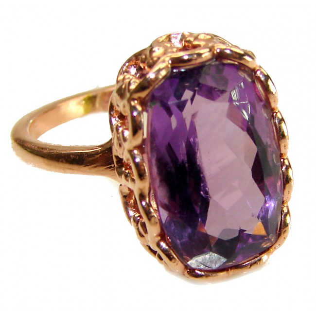 Dramatic design 11.8 carat Amethyst 14K Gold over .925 Sterling Silver Handcrafted Ring size 9